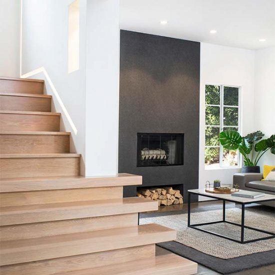 Modern Minimalist Stairwell & Living Room Design by HartmanBaldwin