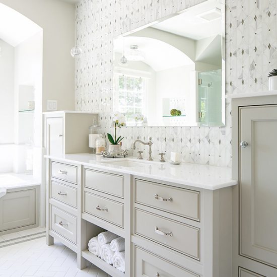 Old English Home Master Bathroom Vanity Remodel Design by HartmanBaldwin